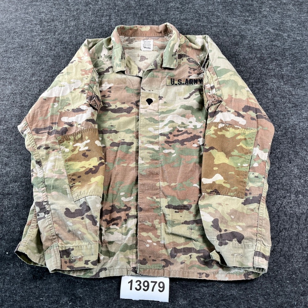 US Army Uniform Combat Coat Mens Medium Brown Camouflage Cotton Long Sleeve